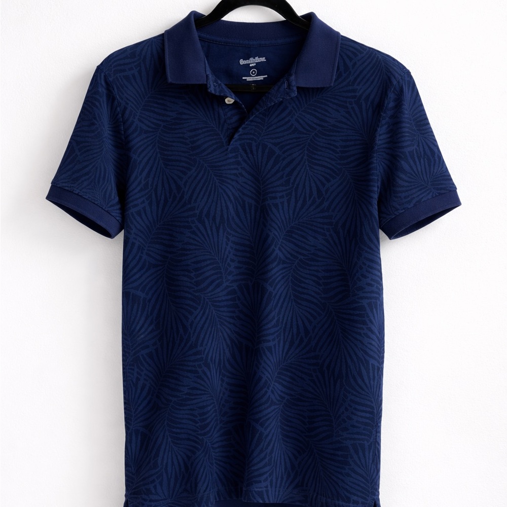 Goodfellow & Co Navy Textured Leaf-Print Polo